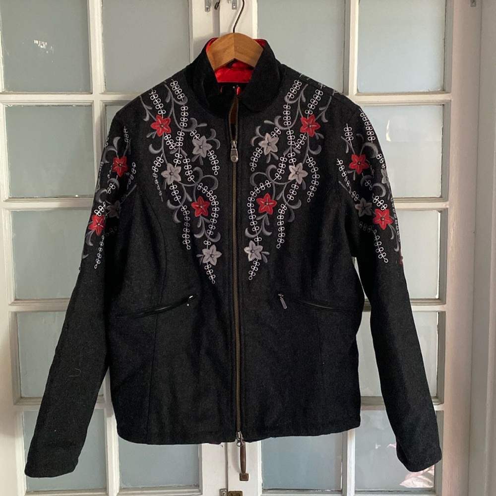 Panhandle Slim Black Jacket with Red & Gray Embroidered Stars